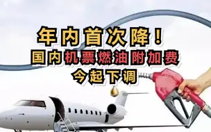 年内首次降！国内机票燃油附加费今起下调