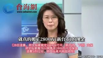 郑文灿涉案以来第三次交保 一小时筹2800万新台币现金，郑丽文：郭台铭都拿不出来