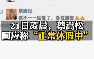 蔡姓顶流基金经理本周失联？本人深夜回应：正常休假中