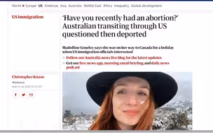 澳洲女子过境美国被问是否堕过胎，怎么最终就被驱逐出境了？