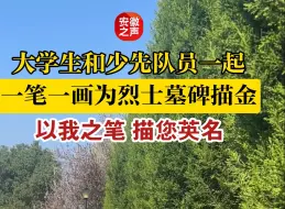 清明·缅怀︱以我之笔 描您英名 安徽大学生和少先队员一起为烈士墓碑描金
