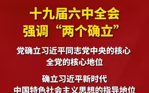 十九届六中全会强调“两个确立”