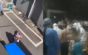 现场！南京多地调整为中风险 社区人员边敲锣边喊话呼吁居民做核酸
