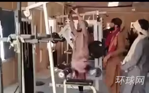 塔利班士兵在喀布尔总统府健身