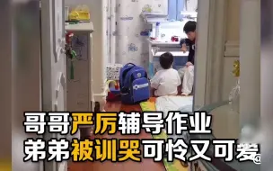 小学生恨铁不成钢式教育弟弟，哥哥操碎了心