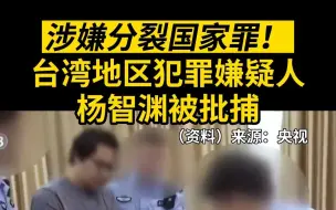 台湾地区犯罪嫌疑人杨智渊涉嫌分裂国家罪被批准逮捕