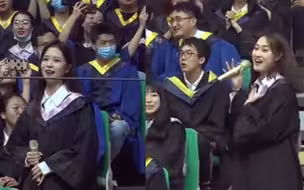 青岛大学毕业典礼 小姐姐歌声惊艳四座被赞神仙翻唱 现场让人感动