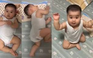 女娃娃听到摇滚乐嗖地一下坐起来 手舞足蹈咿咿呀呀：快扶我起来嗨