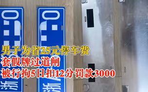 男子为省25元停车费换假车牌被拘：行拘5日，扣12分罚款3000元
