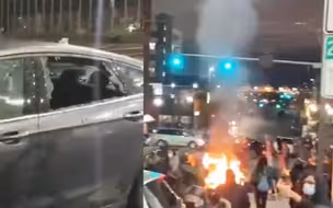 美国警车碾压平民引抗议：民众街头打砸纵火 监狱外喊要废除警察