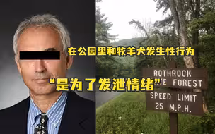 美国一64岁大学教授在公园里和牧羊犬发生性行为，他承认这样做是为了“发泄情绪”