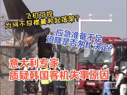 意大利专家质疑韩国客机失事原因：飞机可控为何不放襟翼和起落架？应急准备不足迫降是否匆忙决定？