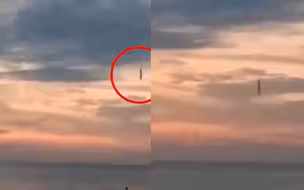 #巨型UFO现身印尼上空#? 实拍：导弹般垂直坠海 悄无声息没入地平线
