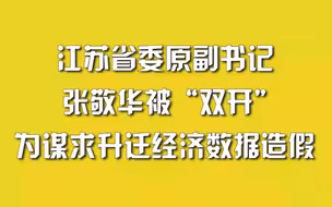 江苏省委原副书记张敬华被“双开”，为谋求升迁经济数据造假
