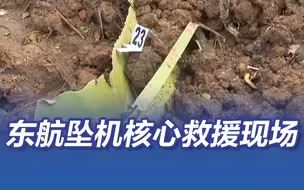 东航坠机现场救援核心区 工作人员标注MU5735残骸并展开调查