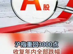 沪指一度重回3000点  收复年内全部跌幅