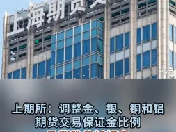 上期所：调整金、银、铜和铝期货交易保证金比例及涨跌停板幅度