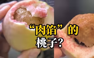 桃子竟是“肉馅”的?，男子吃桃吃出不明肉球