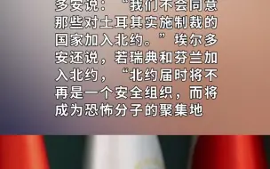 土耳其总统表示不会同意芬兰和瑞典加入北约