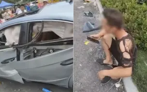 河南高温疑引爆私家车内可燃物 车成“爆米花”车主糊头发