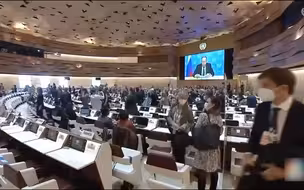 日内瓦裁军会议上，俄外长视频发言时多国外交官退场