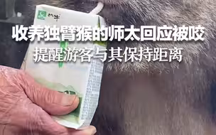 收养独臂猴的师太回应被咬：星星像自己孩子 提醒游客与其保持距离