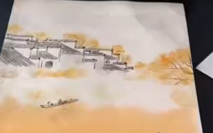 学生交上“山水画”作业本，封面唯美。老师翻开一股辣条味扑面而来