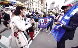 特朗普支持者与反对者发生冲突，反对者谴责：你们为什么不戴口罩