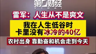 雷军：人生从来不是爽文 我在人生低谷时卡里没有冰冷的40亿
