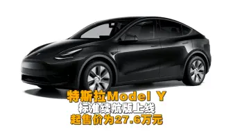 特斯拉Model Y标准续航版上线，起售价为27.6万元