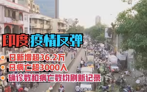 印度日新增超36.2万 日病亡超3000人 确诊数和病亡数均刷新记录
