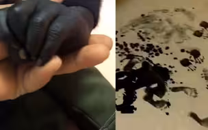 4岁熊孩子打翻墨水染黑手脚 爸爸看到“作案现场”气笑了