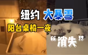 纽约大暴雪 阳台桌椅一夜“消失”