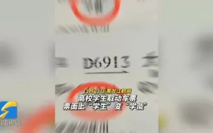 火车票上“学生”变 “学彘” 当事人回应：字库出现问题 火车站给重新补票并道歉