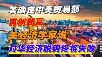 美确认中美贸易额再创新高！美经济学家说对华经济脱钩终将失败！