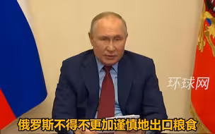 普京称将对粮食出口更加谨慎，尤其是对“不友好”国家的出口