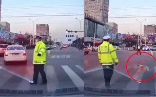 交警晚高峰指挥交通 斑马线前拦下车辆 行车记录仪拍下暖心一幕
