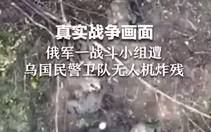 真实战争画面 俄军一战斗小组遭乌国民警卫队无人机炸残