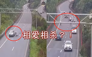 情侣高速上两次停车争吵后上演全武行：行车道内动手，逆行穿车流