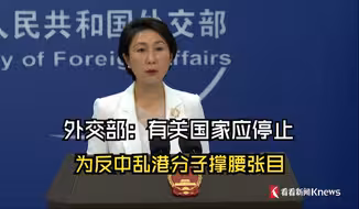 外交部：有关国家应停止为反中乱港分子撑腰张目
