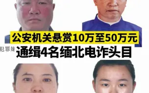 公安机关悬赏10万至50万元，通缉4名缅北电诈头目