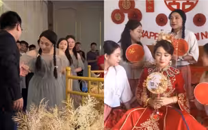 好友婚礼差一位伴娘 小伙男扮女装上阵凑数 气质优雅手捋“发辫”