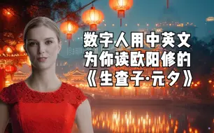 今日元宵节，数字人用中英文为你读欧阳修的《生查子·元夕》