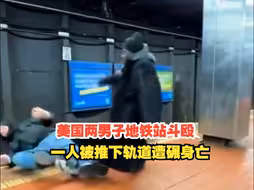 美国两男子在地铁站斗殴，一人被推下轨道遭碾压身亡