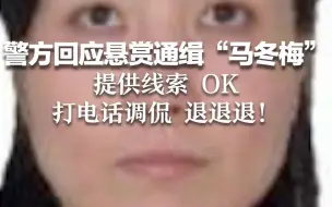 警方回应悬赏通缉“马冬梅”：提供线索 OK 打电话调侃 退退退！