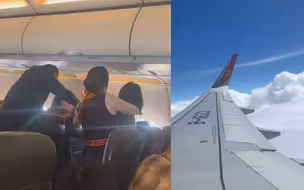2乘客飞机上起冲突互相抓扯 航空公司回应：因座位问题起争执，已和解