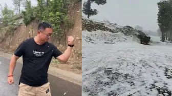 陕西榆林立夏后迎降雪 游客穿着防晒衣遭遇“断崖式”降温