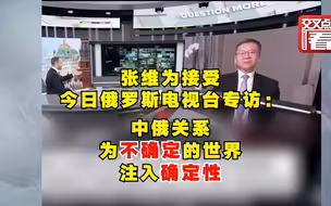 张维为接受俄媒专访：中俄关系为这个不确定的世界注入了确定性！
