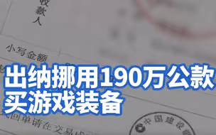 【疯狂的出纳！出纳挪用190万公款买游戏装备：就想玩得稍微好一点