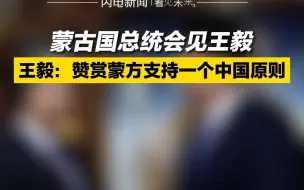 蒙古国总统会见王毅，王毅：赞赏蒙方支持一个中国原则